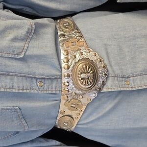 Vintage Western Handmade Silver & Leather  Concho Belt Size S